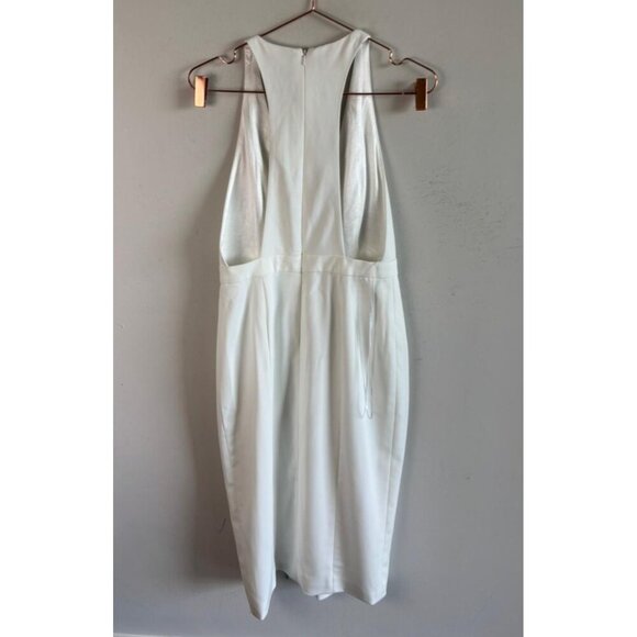 Jay Godfrey Kit Midi Dress Deep V Neck Racerback Front Slit White Size 6 - Picture 4 of 8